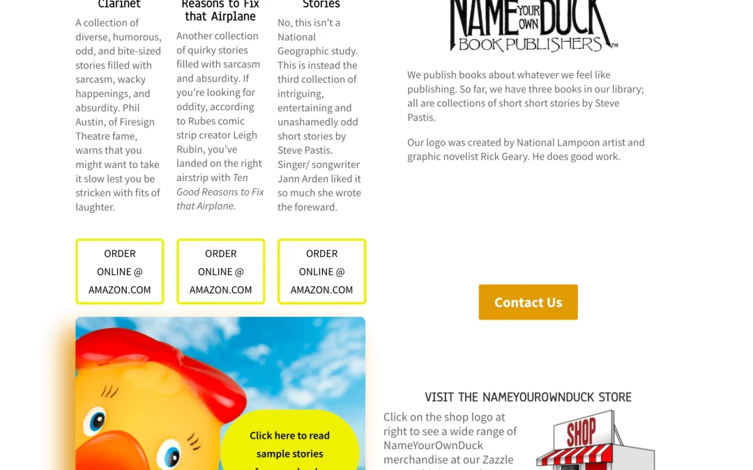Homepage of NameYourOwnDuck.com