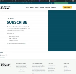 Corcoran Journal Subscription page