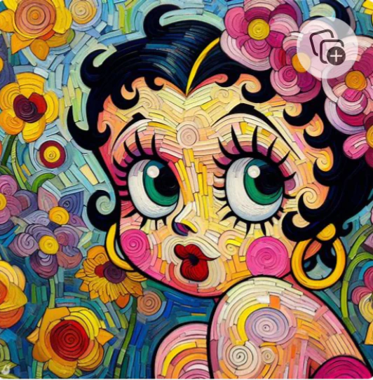 Betty Boop in the style of Van Gogh