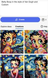 Betty Boop in the style of Van Gogh and Cubism