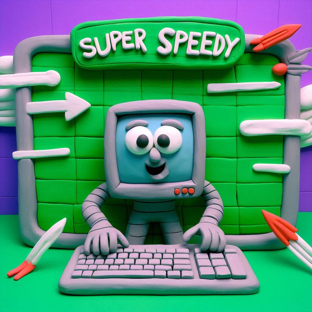 speedy computer Claymation image of a super speedy website