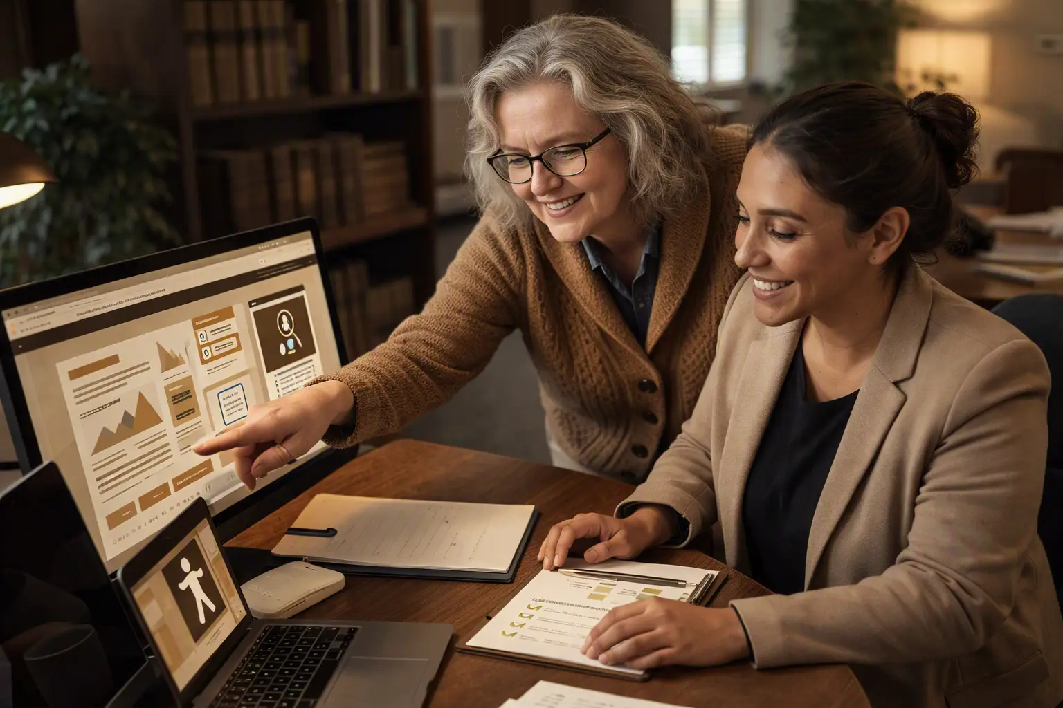 April Pastis and Jeanette work on customizing the user experience